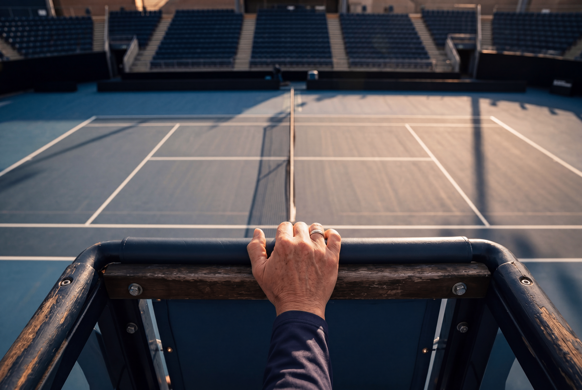 Chair umpire moody close-up